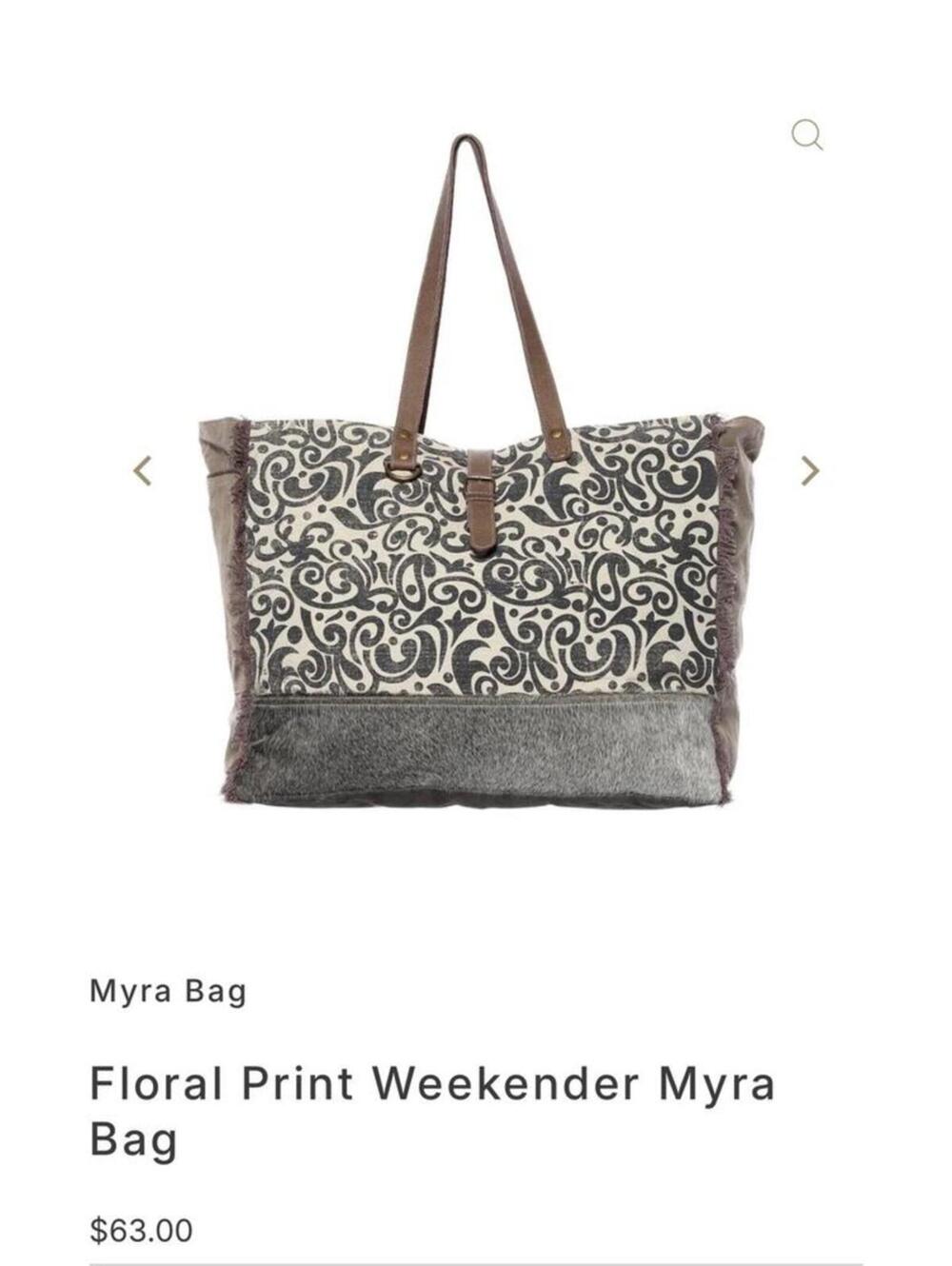 Myra Bag Upcycled Canvas & Cowhide Weekender Tote Large Fringe Travel Bag Boho